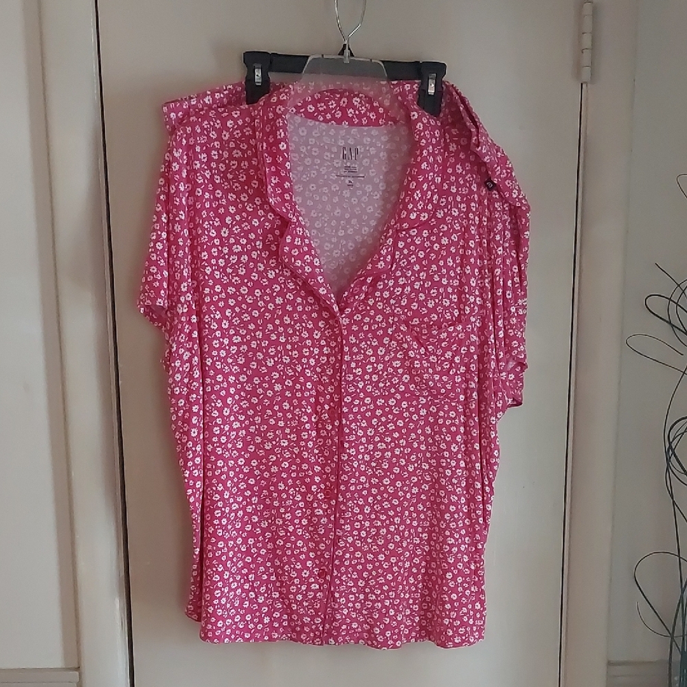 Gap Pink Floral Pajama Set Top And Shorts Sz XL